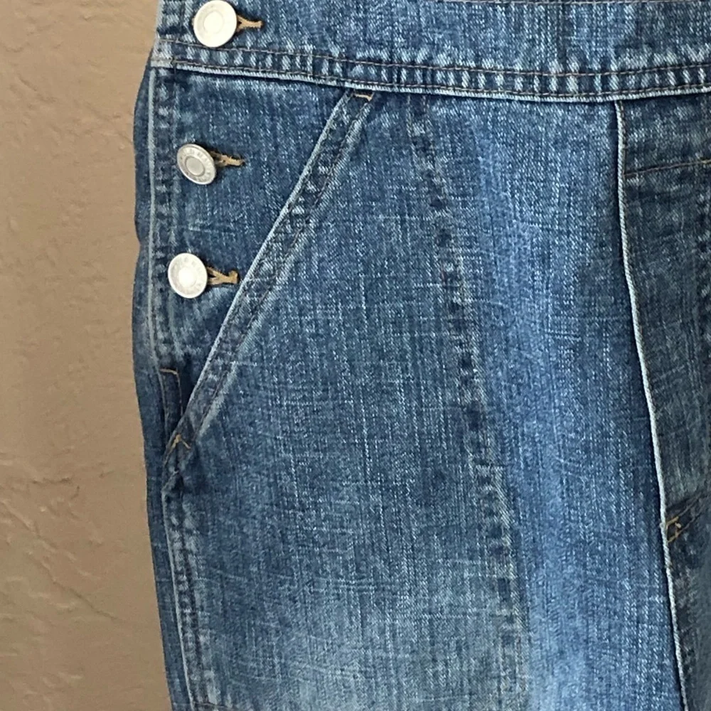 Old Navy overalls, girls, 14 youth, blue Jean wash flare, denim 6 pocket/